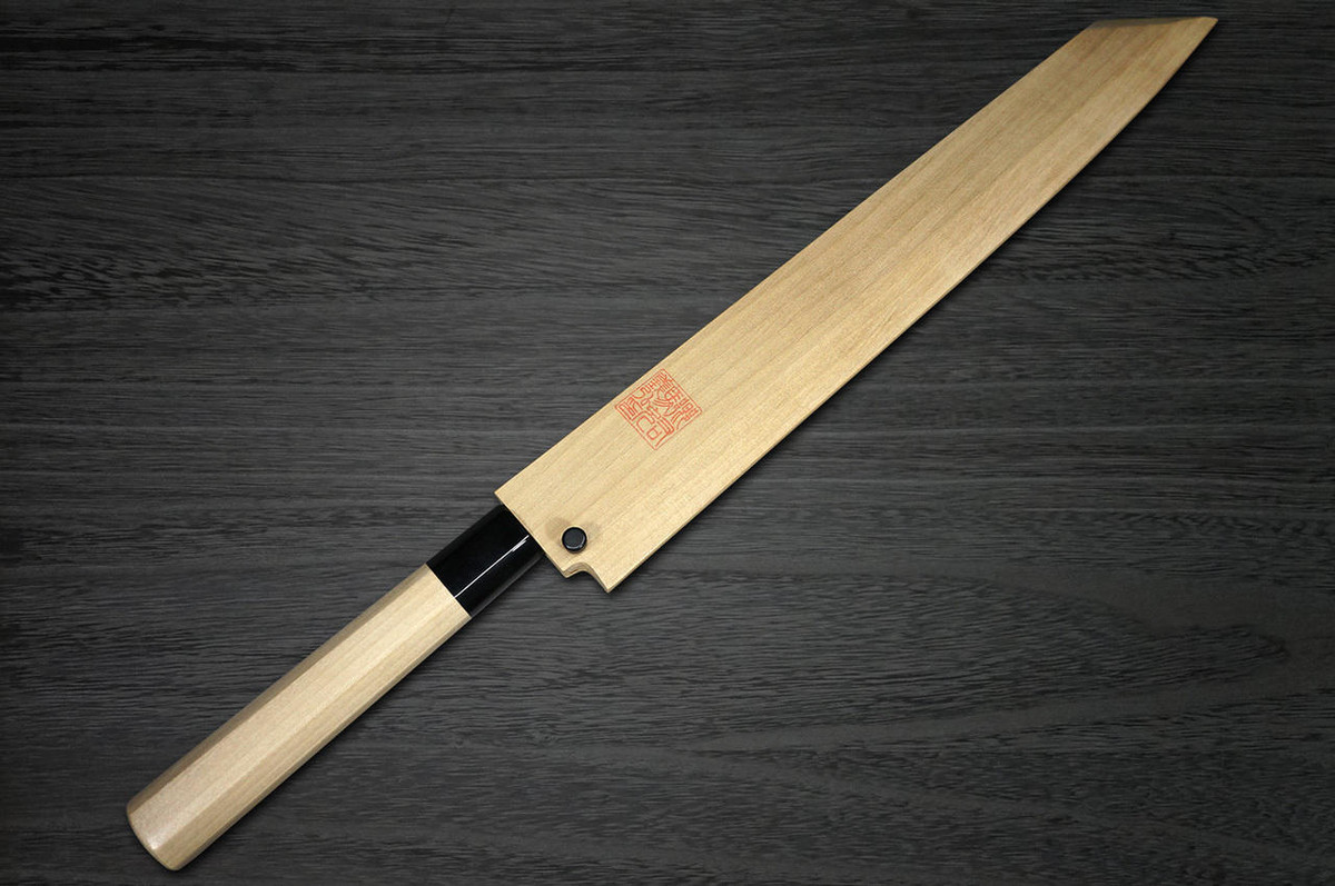 Yoshihiro Gingami No.3 Damascus Suminagashi G3SN Japanese Chefs Kiritsuke-YanagibaSashimi 270mm with Saya Sheath and Magnolia Wood Handle