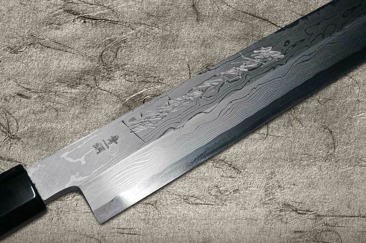 Yoshihiro Aogami No.1 Damascus Suminagashi B1SN Japanese Chefs YanagibaSashimi 270mm with Saya Sheath and Magnolia Wood Handle