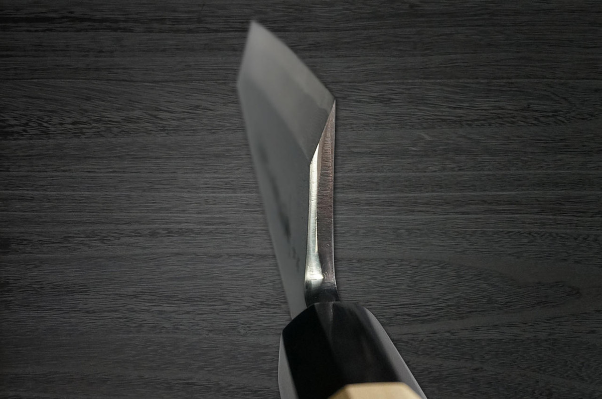 Yoshihiro Aogami No.1 Damascus Suminagashi B1SN Japanese Chefs Deba Knife 165mm with Saya Sheath and Magnolia Wood Handle