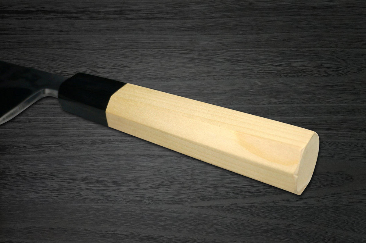 Yoshihiro Aogami No.1 Damascus Suminagashi B1SN Japanese Chefs Deba Knife 165mm with Saya Sheath and Magnolia Wood Handle