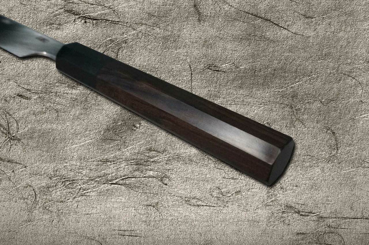 Yoshihiro Gingami No.3 Damascus Suminagashi G3SN-E Japanese Chefs Sakimaru-TakohikiSashimi 330mm with Saya Sheath and Ebony Handle