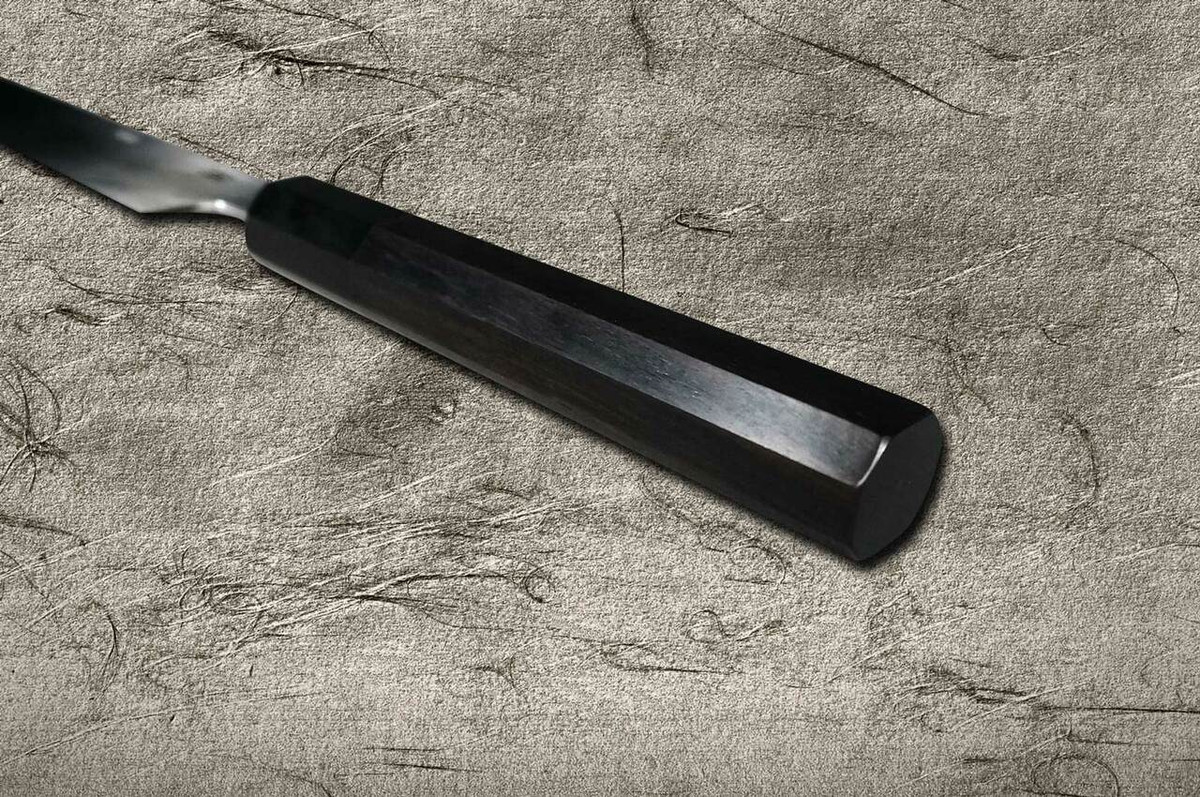 Yoshihiro Gingami No.3 Damascus Suminagashi G3SN-E Japanese Chefs Kiritsuke-YanagibaSashimi 360mm with Saya Sheath and Ebony Handle