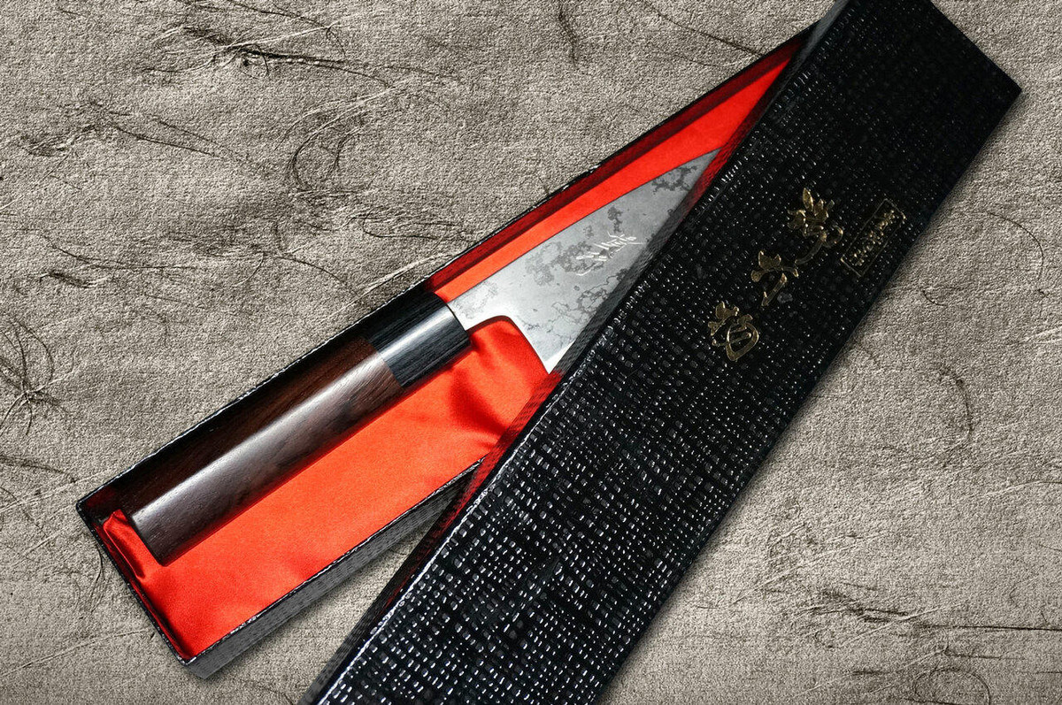 Takayuki Iwai Shirogami No.1 Damascus FUMON RS Japanese Chefs Deba Knife 165mm
