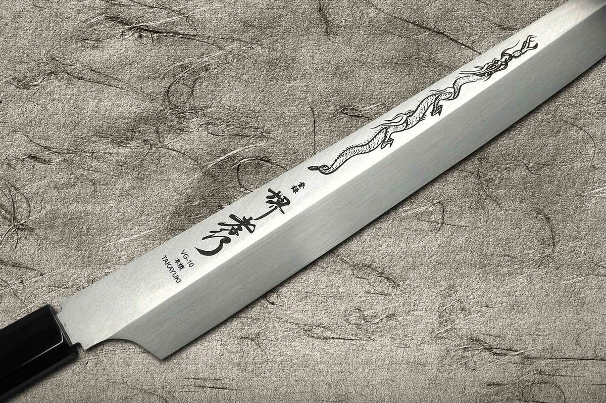 Sakai Takayuki Honyaki VG10 Stainless Dragon Hien Japanese Chefs Kengata-YanagibaSashimi 300mm