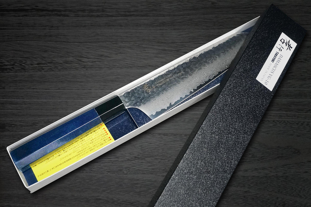 Sakai Takayuki 33-Layer VG10 Damascus Indigo Japan-Blue Chefs Kengata-Gyuto Knife 190mm
