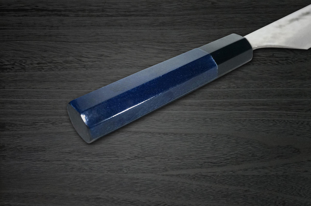 Sakai Takayuki 33-Layer VG10 Damascus Indigo Japan-Blue Chefs Kengata-Gyuto Knife 190mm