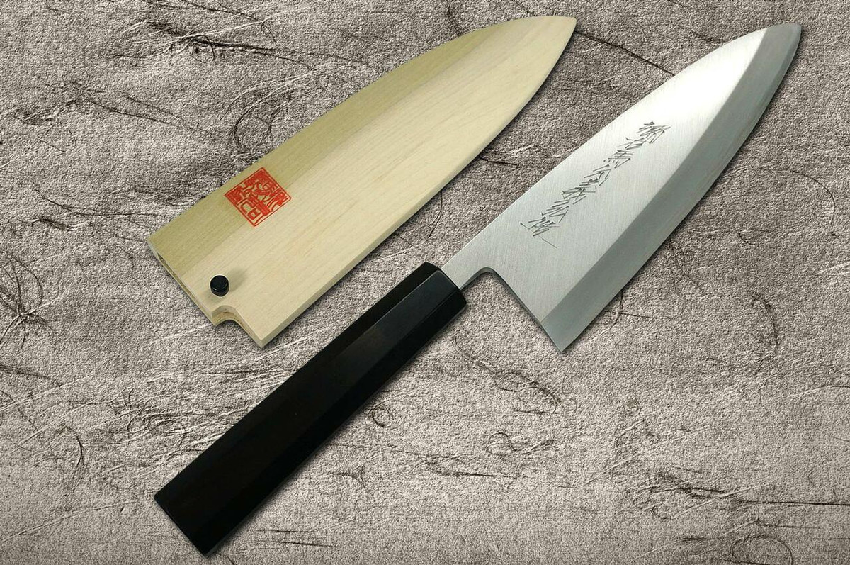 Yoshihiro Gingami No.3 G3HC-E Japanese Chefs Deba Knife 210mm with Saya Sheath and Ebony Handle