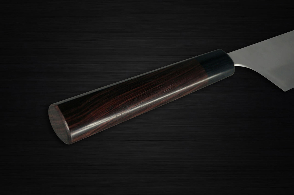 Yoshimi Kato Aogami Super Clad Nashiji RS Japanese Chefs NakiriVegetable 165mm with Black-Ring Round Handle