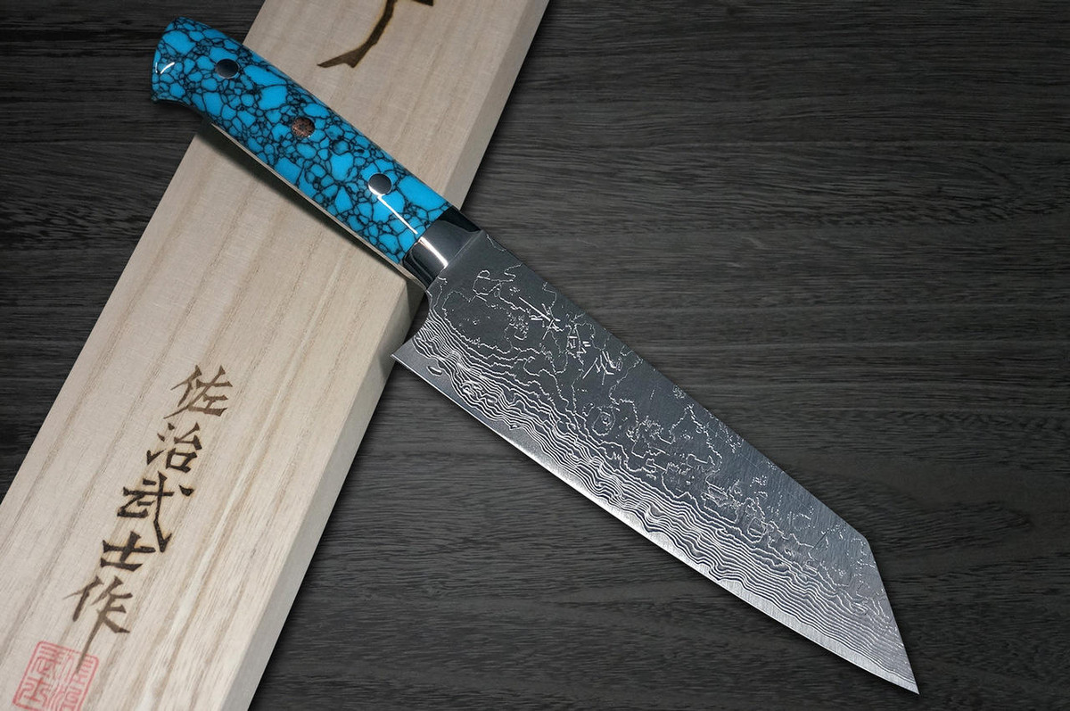 Takeshi Saji R2 Diamond Finish Damascus TCA Japanese Chef's Bunka