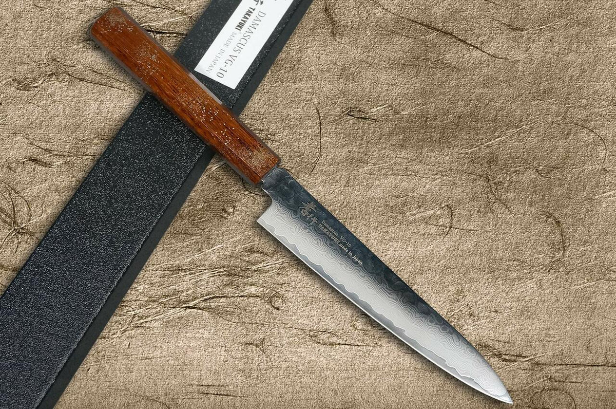 Sakai Takayuki 33-Layer VG10 Damascus Urushi Chefs Petty KnifeUtility 150mm with Japanese Lacquered Oak Handle SEIREN
