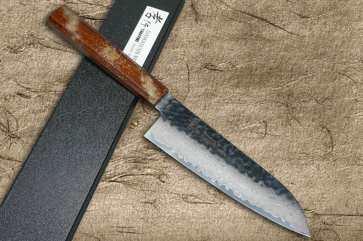 Sakai Takayuki 33-Layer VG10 Damascus Urushi Chefs Santoku Knife 170mm with Japanese Lacquered Oak Handle SEIREN