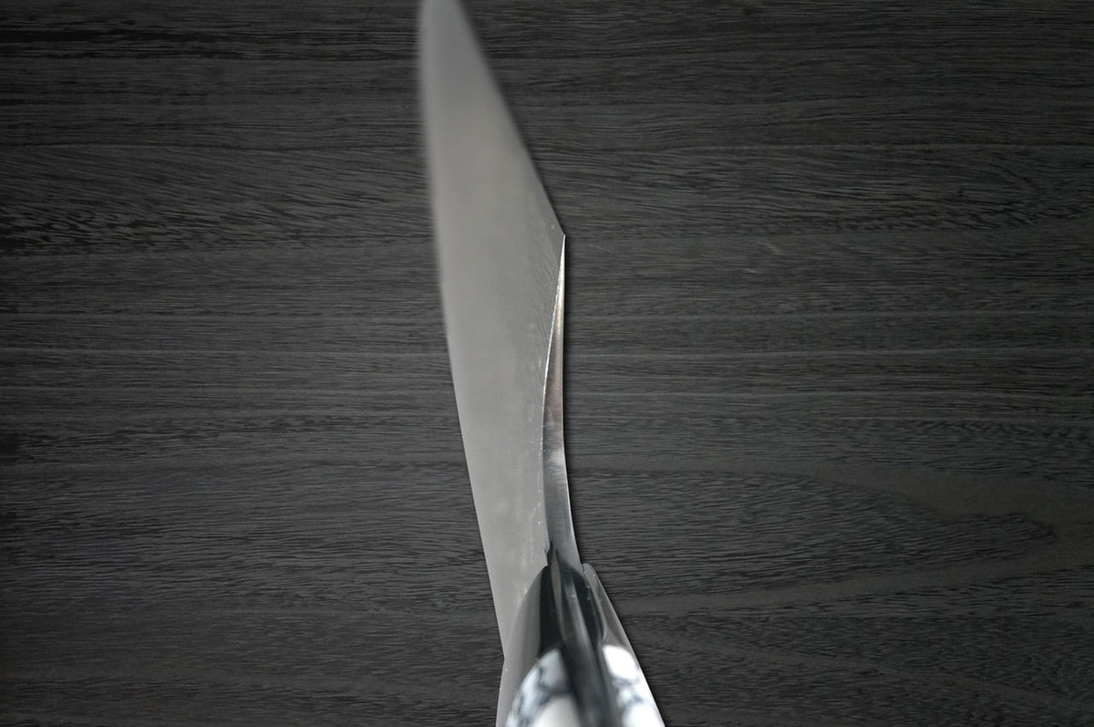 Takeshi Saji R2 Diamond Finish Damascus TCW Japanese Chefs Santoku Knife 180mm with White Turquoise Handle