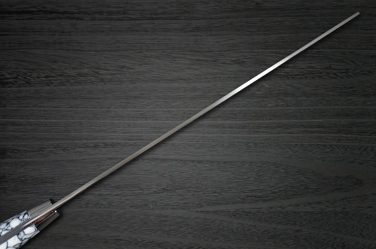 Takeshi Saji R2 Diamond Finish Damascus TCW Japanese Chefs NakiriVegetable 170mm with White Turquoise Handle