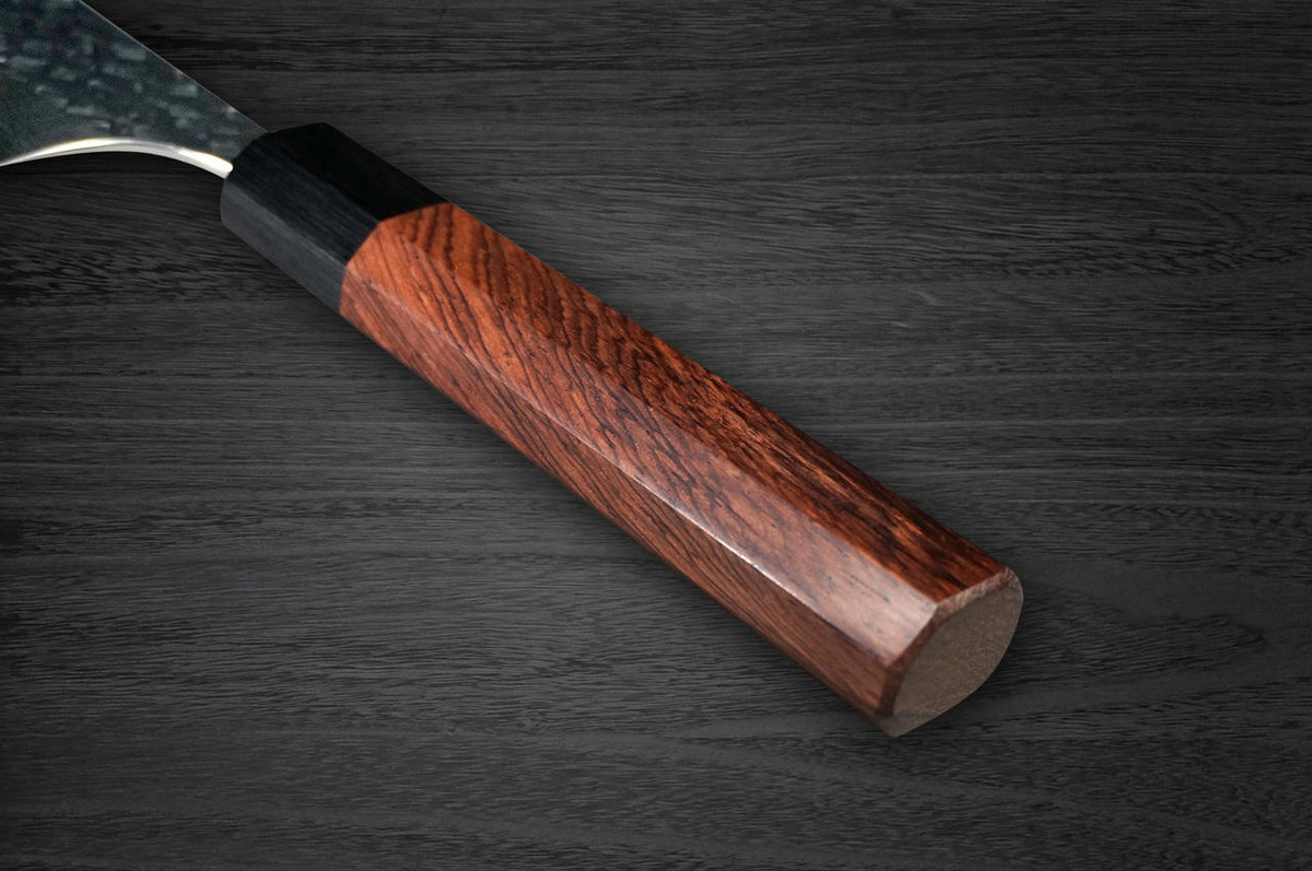 Yoshimi Kato 63 Layer VG10 Damascus Hammered RS8 Japanese Chefs Gyuto Knife 210mm with Black-Ring Octagonal Handle