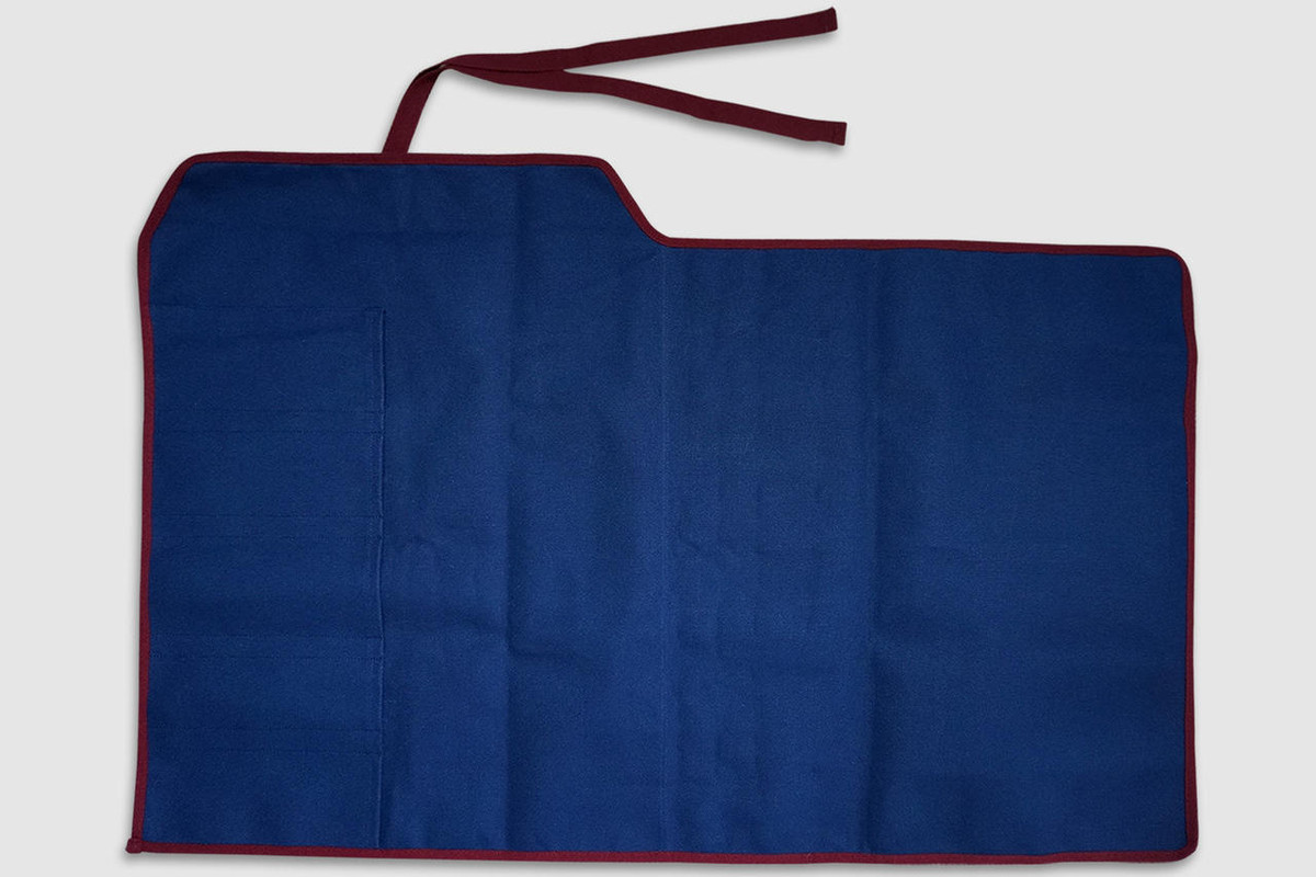 Japanese Style Knife Roll Plain Indigo Large Vermilion Lace 5 Pockets