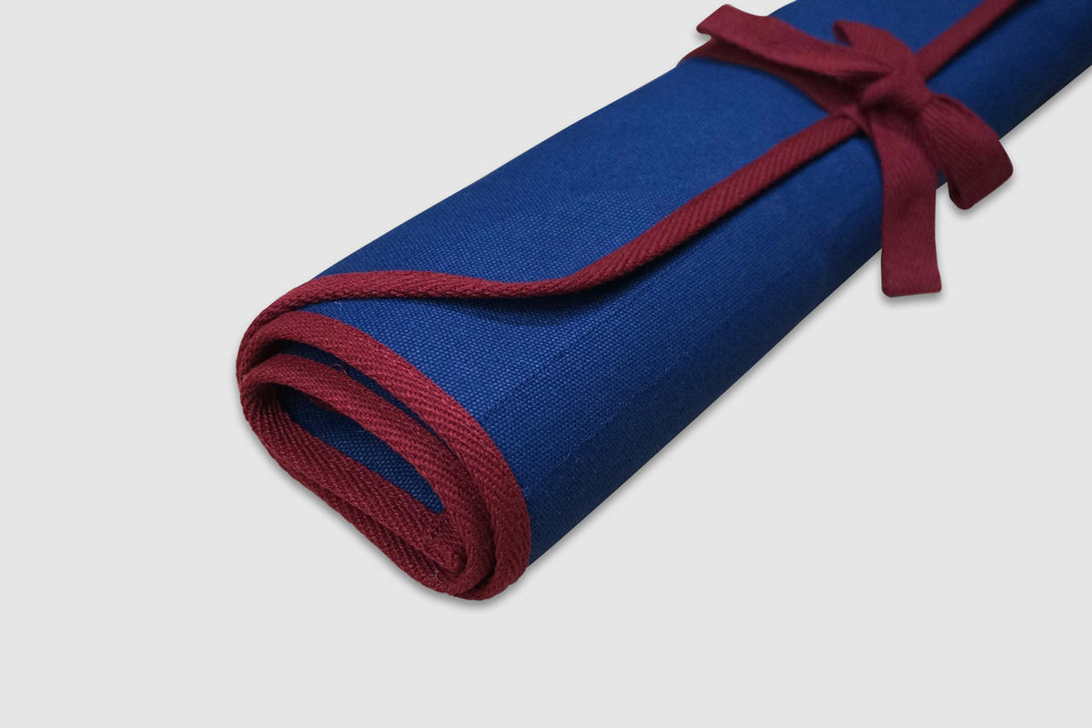 Japanese Style Knife Roll Plain Indigo Large Vermilion Lace 5 Pockets