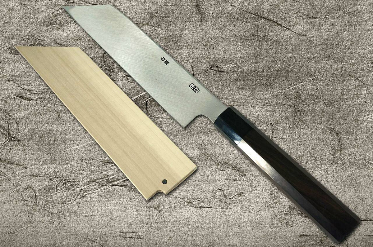 Yoshihiro Gingami No.3 G3HC-E Japanese Chefs KenmukiVegetable 180mm with Saya Sheath and Ebony Handle