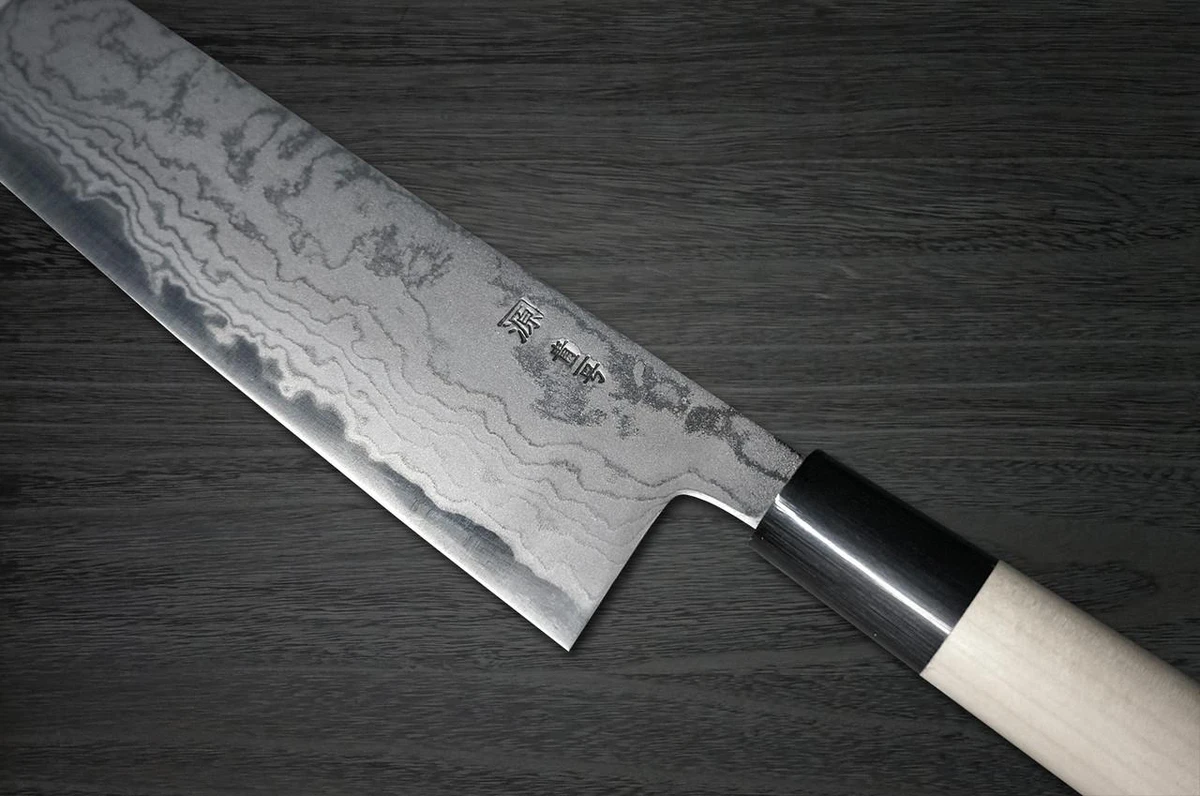 Coltello da Verdure da Chef Giapponese MB in Damasco Aogami No.2 di Shigeki Tanaka 165mm con Manico in Legno di Magnolia