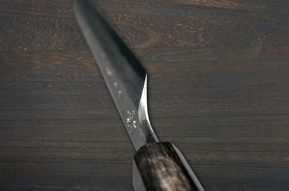 Sakai Takayuki HANAFUBUKI Ginsan Damascus Japanese Sakura Engraved Kengata-YanagibaSashimi 270mm with Wenge Handle and Saya Sheath