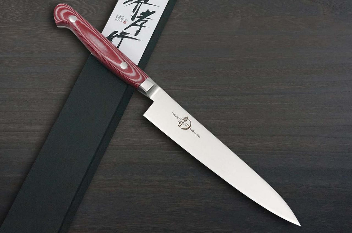 Sakai Takayuki Grand Chef (Micarta Handle) Japanese Chef's Petty Knife(Utility) 150mm Red 