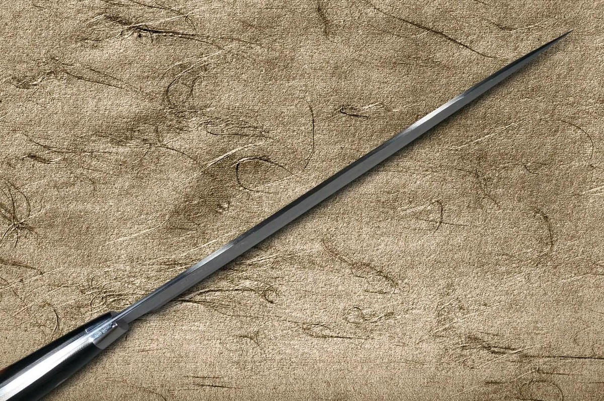 Takeshi Saji VG10 Mirror Hammered Damascus MCB Japanese Chefs SlicerSujihiki 270mm with Black Micarta Handle