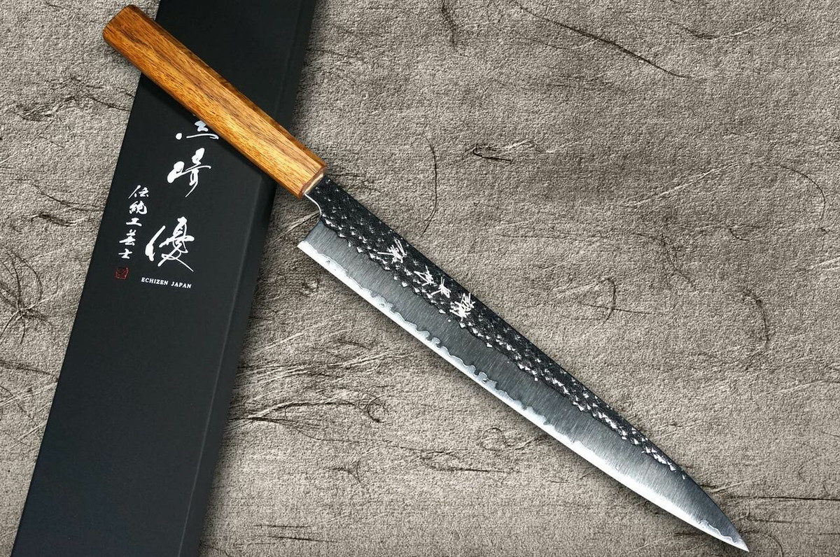 Yu Kurosaki R2SG2 Hammered SENKO WA OK8M Japanese Chefs SlicerSujihiki 270mm with Urushi Lacquered Oak Handle