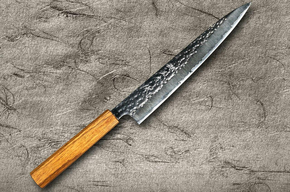 Yu Kurosaki R2SG2 Hammered SENKO WA OK8M Japanese Chefs SlicerSujihiki 240mm with Urushi Lacquered Oak Handle