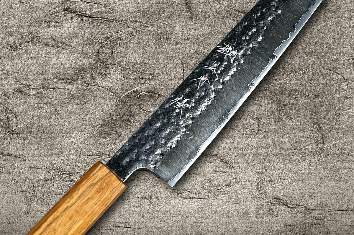 Yu Kurosaki R2SG2 Hammered SENKO WA OK8M Japanese Chefs SlicerSujihiki 240mm with Urushi Lacquered Oak Handle