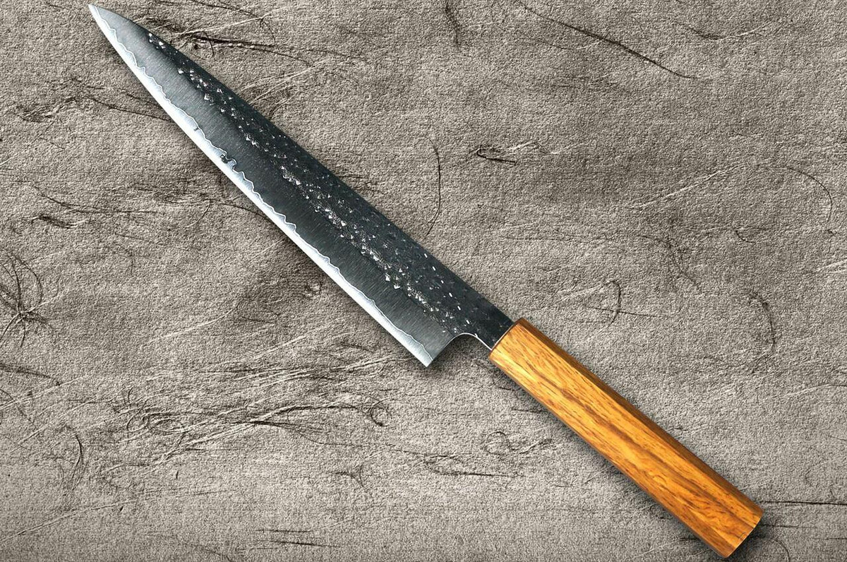 Yu Kurosaki R2SG2 Hammered SENKO WA OK8M Japanese Chefs SlicerSujihiki 240mm with Urushi Lacquered Oak Handle