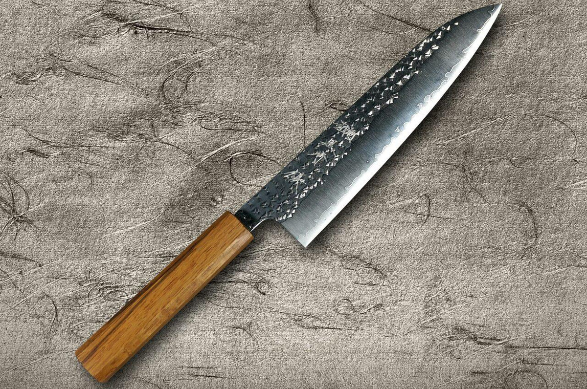 Yu Kurosaki R2SG2 Hammered SENKO WA OK8M Japanese Chefs Gyuto Knife 210mm with Urushi Lacquered Oak Handle