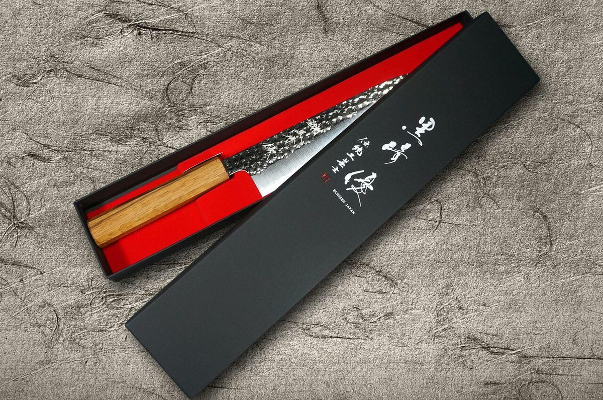 Yu Kurosaki R2SG2 Hammered SENKO WA OK8M Japanese Chefs Gyuto Knife 210mm with Urushi Lacquered Oak Handle