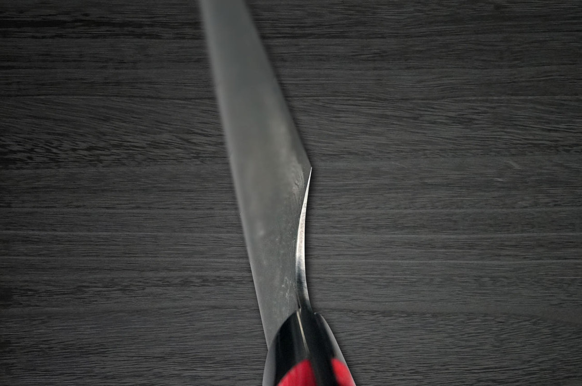 Takeshi Saji R2 Diamond Finish Damascus TCR Japanese Chefs SlicerSujihiki 270mm with Red Turquoise Handle