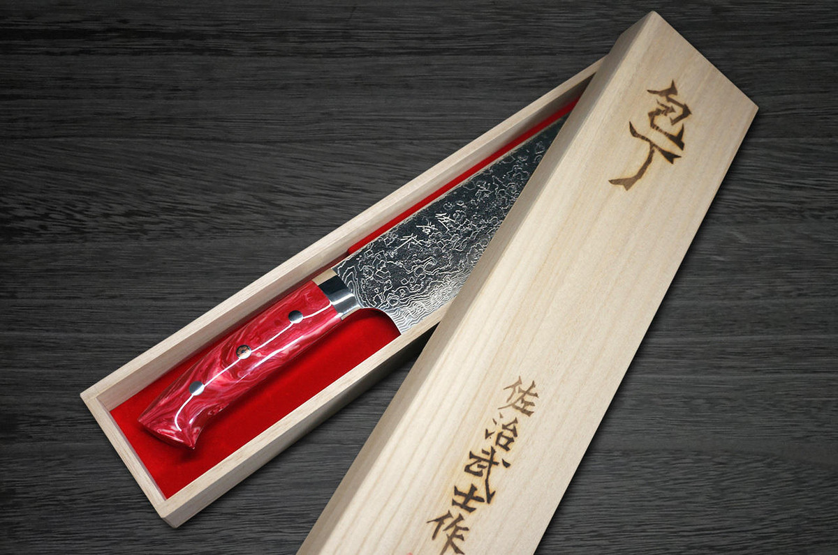 Takeshi Saji R2 Diamond Finish Damascus TCR Japanese Chef's Nakiri