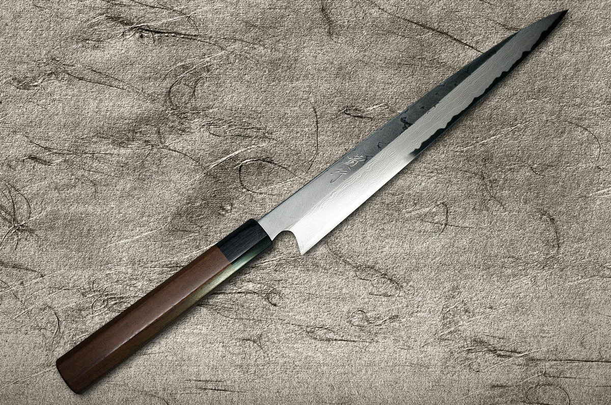 Takayuki Iwai Aogami No.2 Damascus FUMON RS Japanese Chefs YanagibaSashimi 300mm