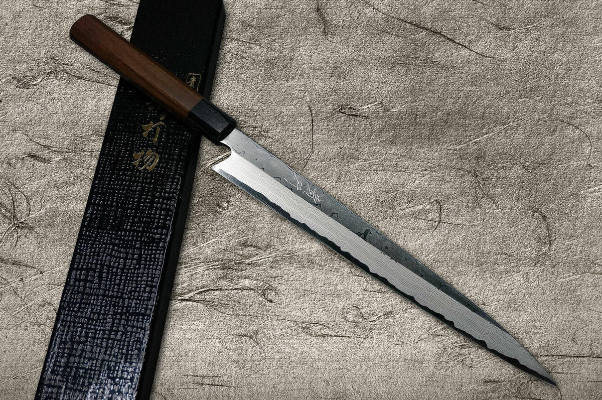 Takayuki Iwai Aogami No.2 Damascus FUMON RS Japanese Chefs YanagibaSashimi 300mm