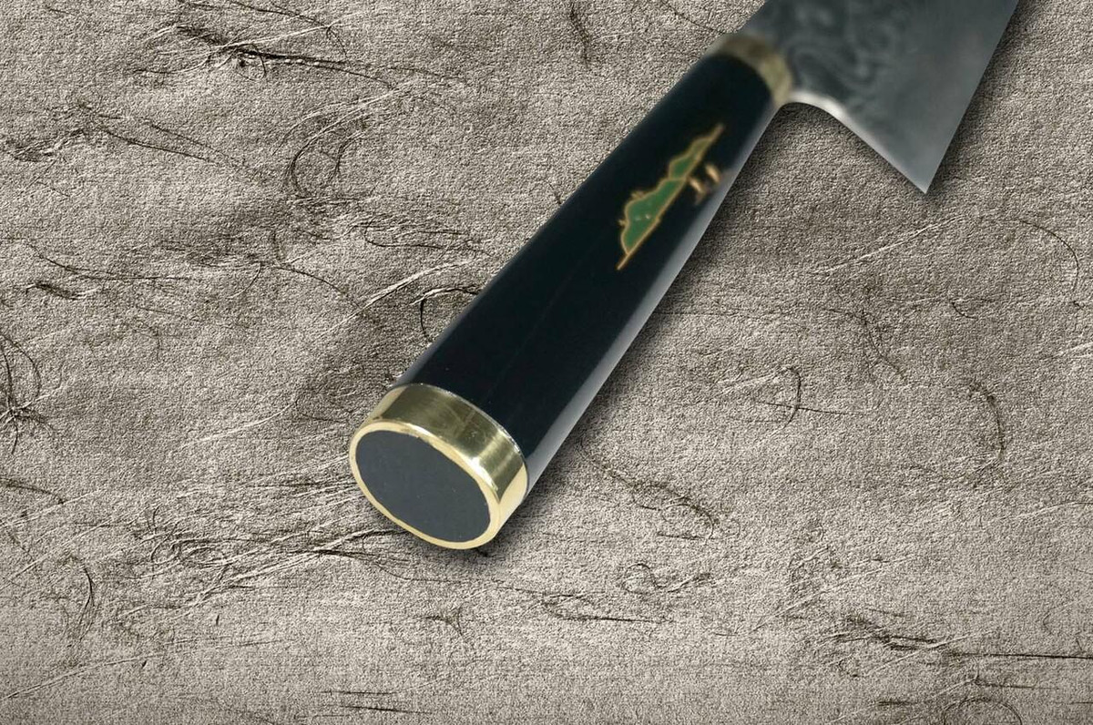 Takeshi Saji Makie-Art R2SG2 Mirrored Damascus Japanese Chefs Gyuto Knife 240mm with Urushi Lacquered Saya and Handle FUJI on LAKEBT
