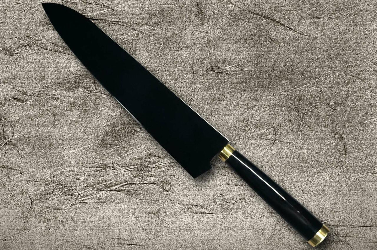 Takeshi Saji Makie-Art R2SG2 Mirrored Damascus Japanese Chefs Gyuto Knife 240mm with Urushi Lacquered Saya and Handle FUJI on LAKEBT