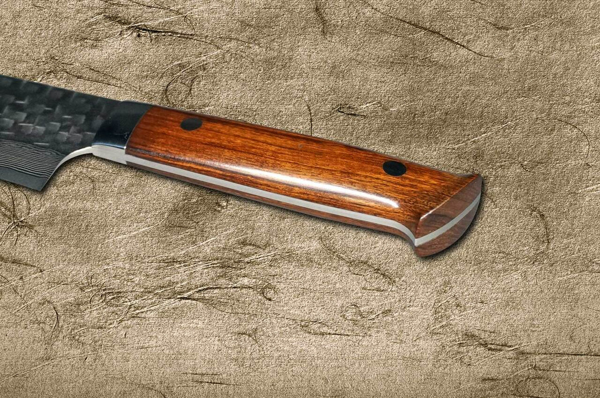 Takeshi Saji VG10 Mirror Hammered Damascus IRN Japanese Chefs Gyuto Knife 210mm with Desert Ironwood Handle