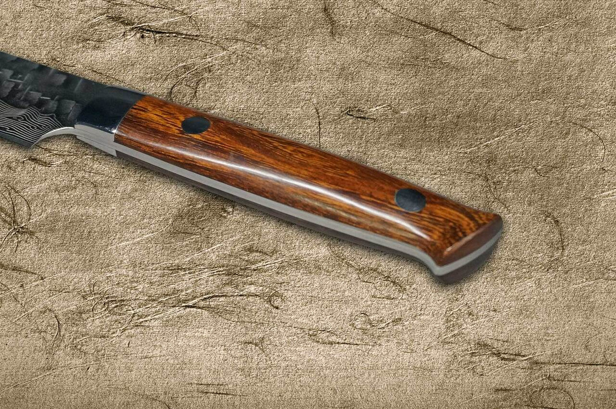 Takeshi Saji VG10 Mirror Hammered Damascus IRN Japanese Chefs Petty KnifeUtility 150mm with Desert Ironwood Handle