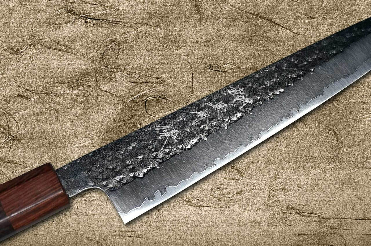 Yu Kurosaki R2SG2 Hammered SENKO WA RS8H Japanese Chefs SlicerSujihiki 270mm with Brown-Ring Octagonal Handle