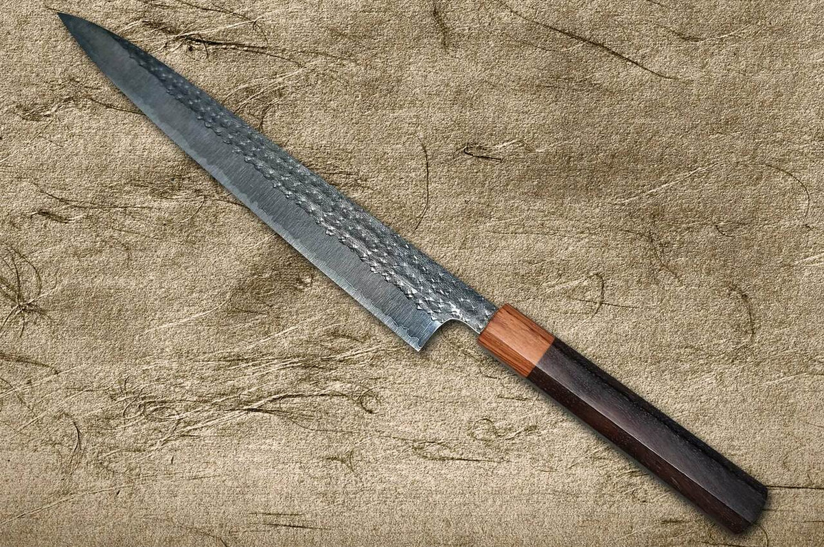 Yu Kurosaki R2SG2 Hammered SENKO WA RS8H Japanese Chefs SlicerSujihiki 270mm with Brown-Ring Octagonal Handle