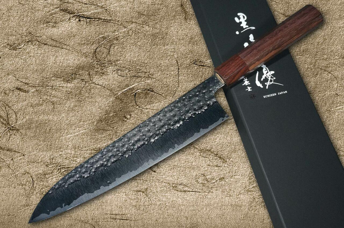 Yu Kurosaki R2SG2 Hammered SENKO WA RS8H Japanese Chefs Gyuto Knife 210mm with Brown-Ring Octagonal Handle