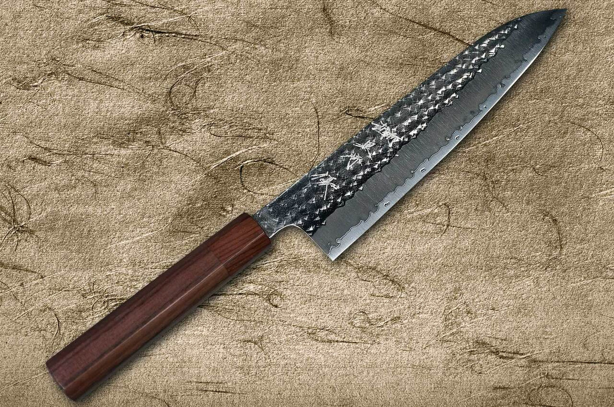 Yu Kurosaki R2SG2 Hammered SENKO WA RS8H Japanese Chefs Gyuto Knife 210mm with Brown-Ring Octagonal Handle
