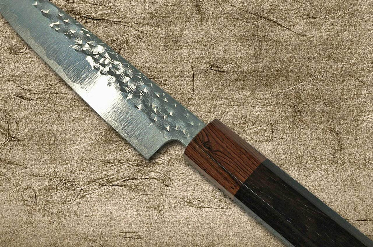 Yu Kurosaki R2SG2 Hammered SENKO WA RS8H Japanese Chefs Petty KnifeUtility 150mm with Brown-Ring Octagonal Handle