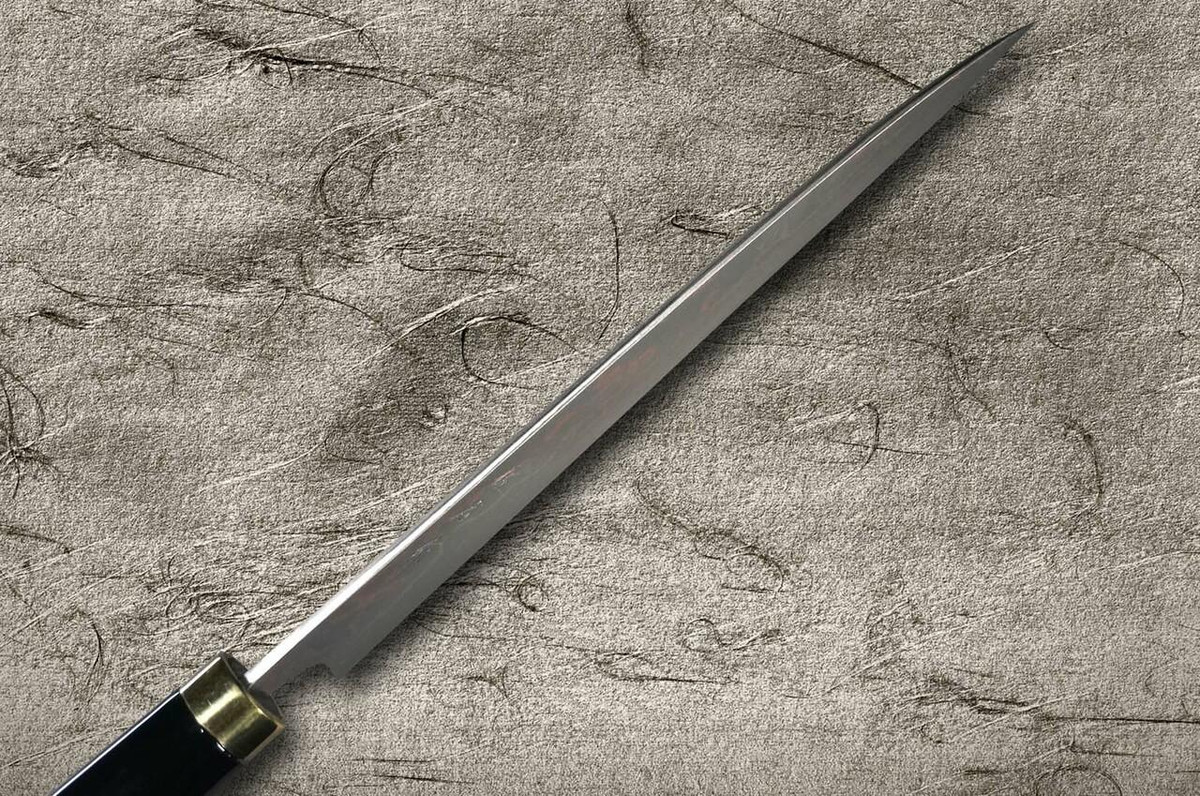 Takeshi Saji Makie-Art Aogami No.2 Colored Damascus Japanese Chefs Gyuto Knife 210mm with Urushi Lacquered Saya and Handle FUJI on LAKEBT