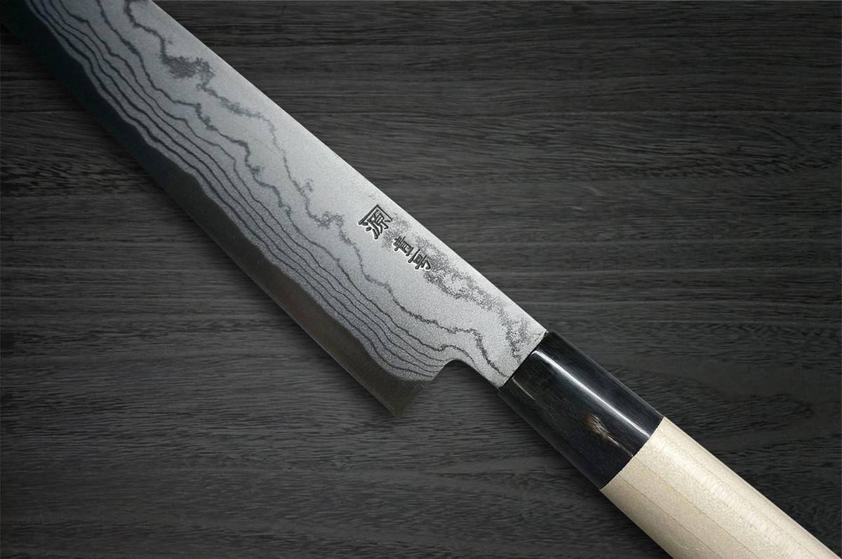 Shigeki Tanaka Aogami No.2 다마스쿠스 MB 일본식 요리사 슬라이서(스지히키) 210mm 목련 나무 손잡이 포함