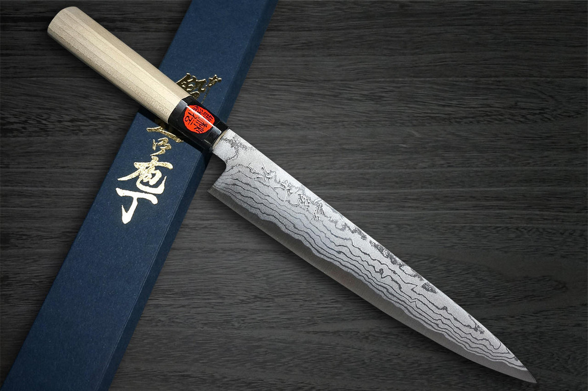 Shigeki Tanaka Aogami No.2 Damascus MB Japanese Chefs SlicerSujihiki 240mm with Magnolia Wood Handle