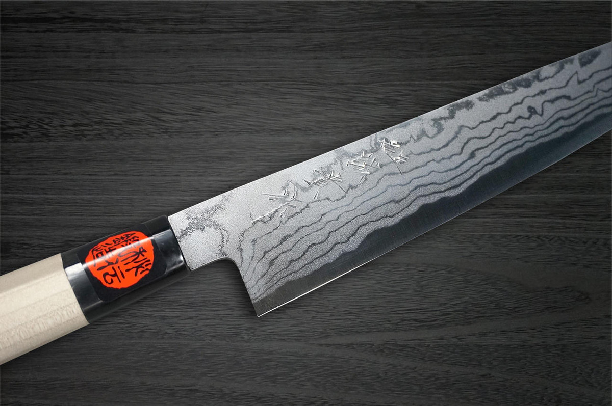 Shigeki Tanaka Aogami No.2 Damascus MB Japanese Chefs SlicerSujihiki 240mm with Magnolia Wood Handle