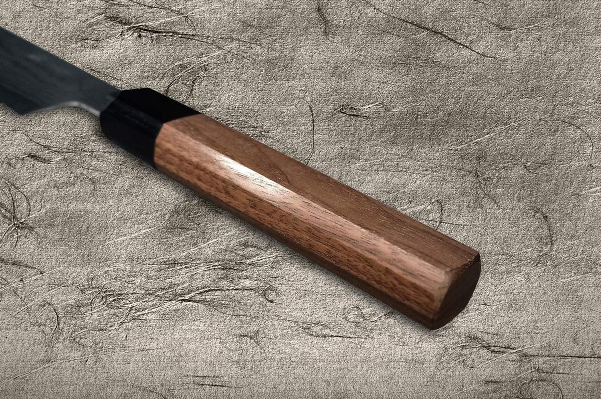 Shigeki Tanaka Aogami No.2 Damascus WN Trancheuse de chef japonais (Sujihiki) 210mm avec poignée en noyer