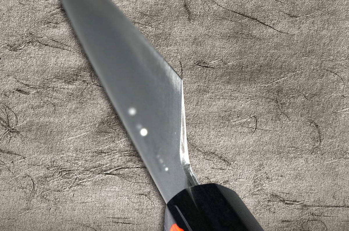Shigeki Tanaka Aogami No.2 Damascus WN Coltello da Chef Giapponese Slicer (Sujihiki) 240mm con manico in noce